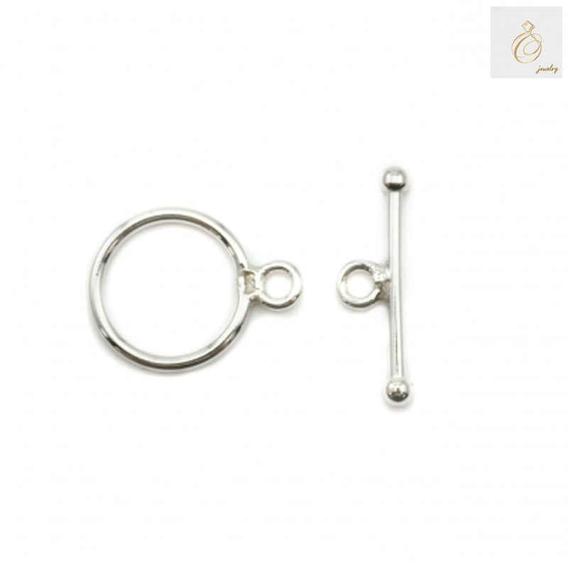 925 Sterling Silver Toggle Clasp - 13mm OT Style, Set of 2 Pieces for Jewelry Making