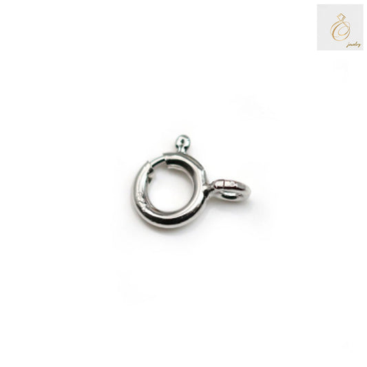 925 Sterling Silver Spring Clasp with Ring - Platinum Plated 7mm Jewelry Finding for Necklaces and Bracelets