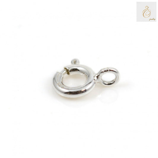 Close-up view of 925 sterling silver spring clasp mechanism showing secure closure design and ring attachment