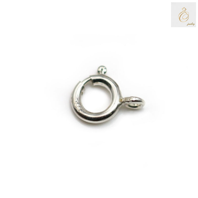925 Sterling Silver Spring Clasp with Ring 8mm - Pack of 10 Jewelry Findings for Necklaces and Bracelets