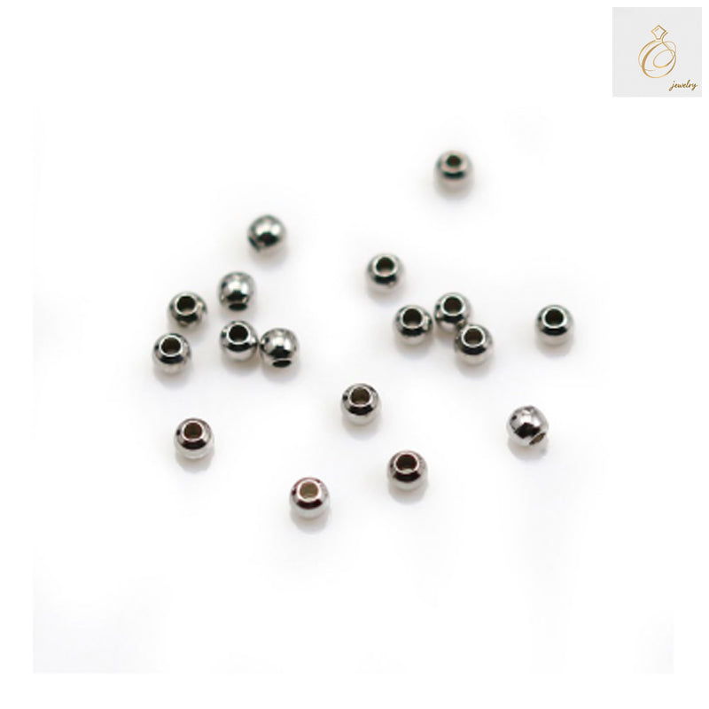925 sterling silver platinum plated ball beads, 2mm diameter with 0.8mm hole, pack of 100 pieces for jewelry making