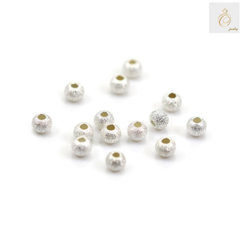 925 Sterling Silver Round Diamond Beads - 5mm diameter with 2mm hole, pack of 20 pieces for jewelry making