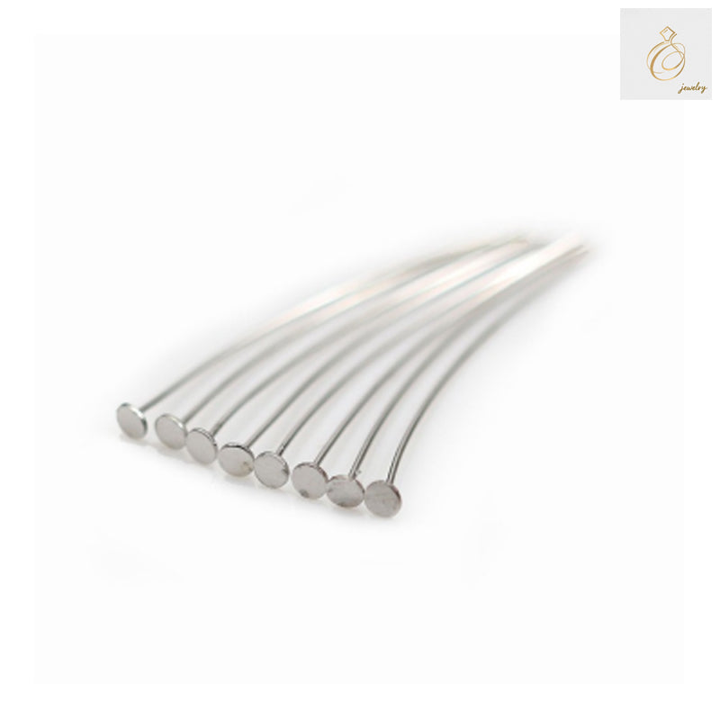 925 sterling silver head pins with platinum plating, 2x0.38x25mm size, 100 pieces pack for jewelry making