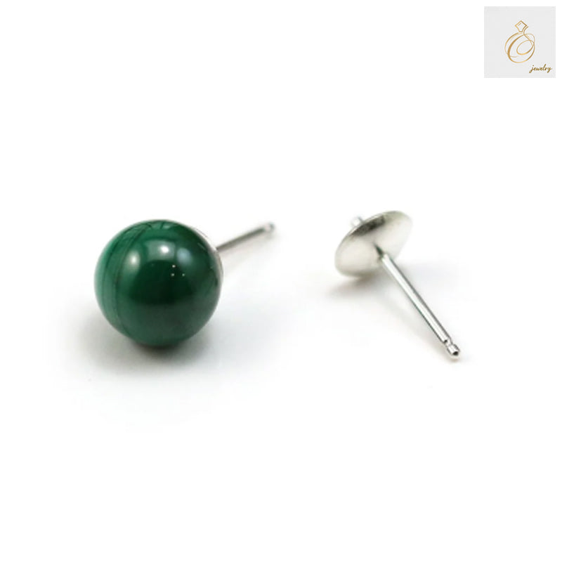 Close-up view of 925 sterling silver earring studs showing quality and finish, compatible with half drilled beads