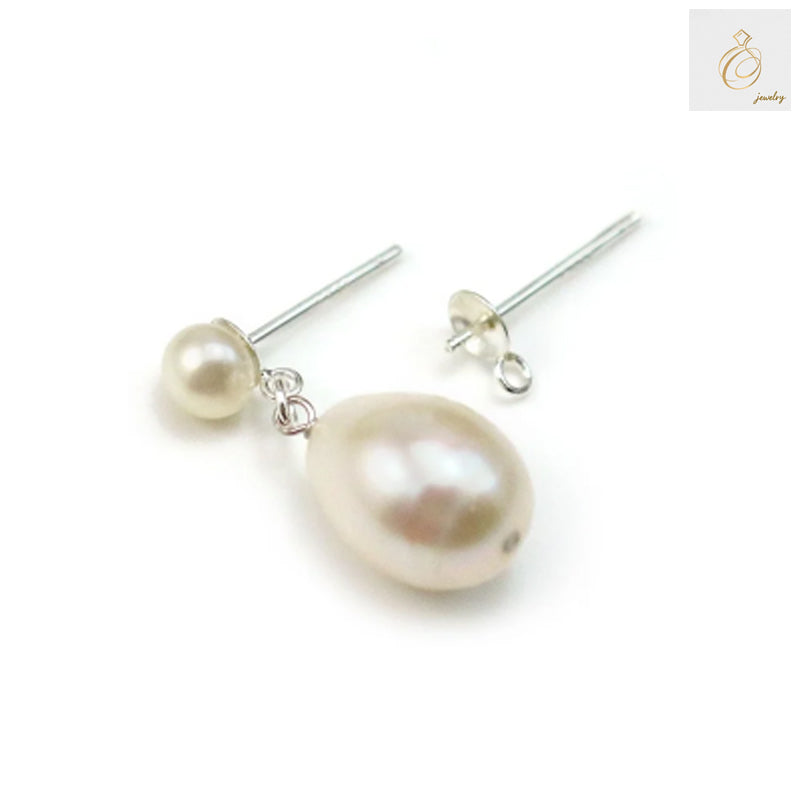 Close-up View of 925 Sterling Silver Earring Posts - 4mm Diameter with Secure Ring Design for Half-Drilled Beads