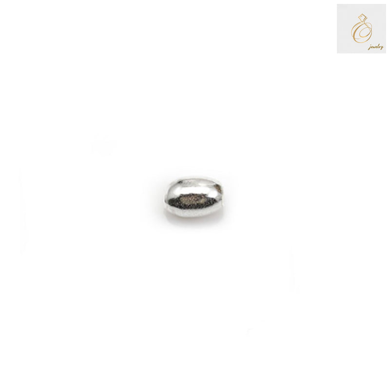 Close-up view of 925 sterling silver olive shaped beads showing detailed craftsmanship and smooth finish