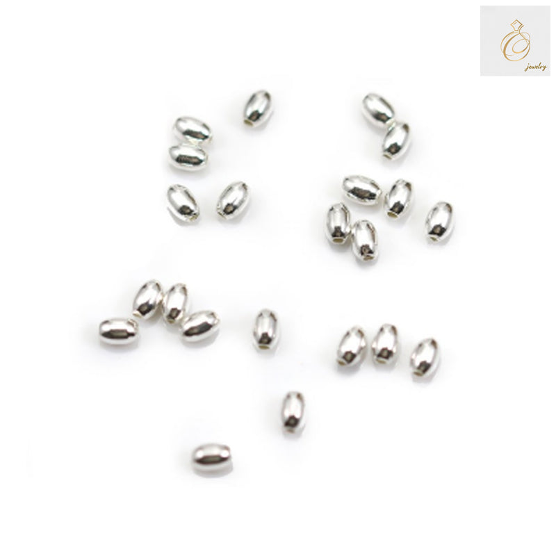 925 sterling silver olive beads, 3x4.5mm size with 1.5mm hole, pack of 10 pieces for jewelry making