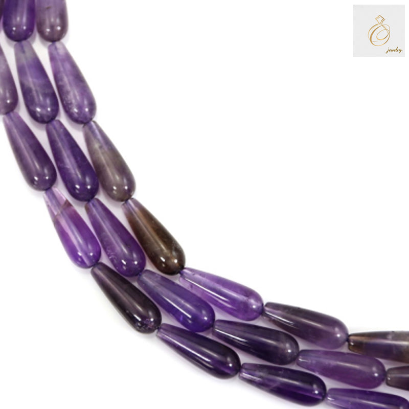 Amethyst Drop Size 6x16mm 39-40cmStrand 12 - Premium Gemstone Beads