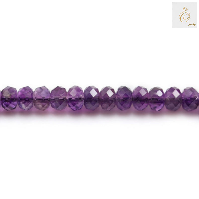 Amethyst faceted abacus beads strand 4x6mm, 39-40cm length, purple gemstone beads with brilliant cut facets