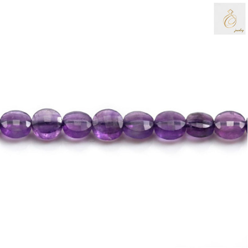 Purple amethyst faceted flat round beads 6mm strand for jewelry making