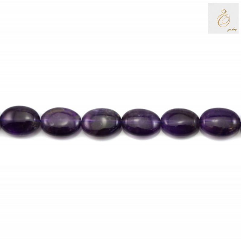 Amethyst oval beads 13x18mm strung together showing 39-40cm strand length