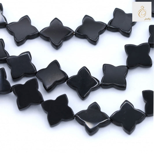 Black Agate Clover Size 14mm 38-40cmStrand - Main Product View