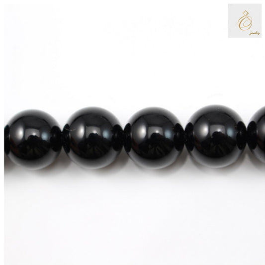Black Agate Round Size 12mm 38-40cmStrand - New Arrival