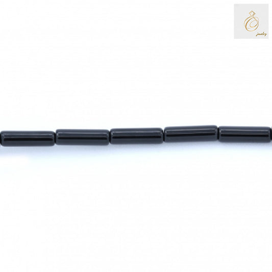 Black Agate Jewelry Making Supply - Cylinder Beads