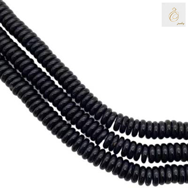 Black Agate Heishi Beads - Size 2x6mm, 38-40cm Strand
