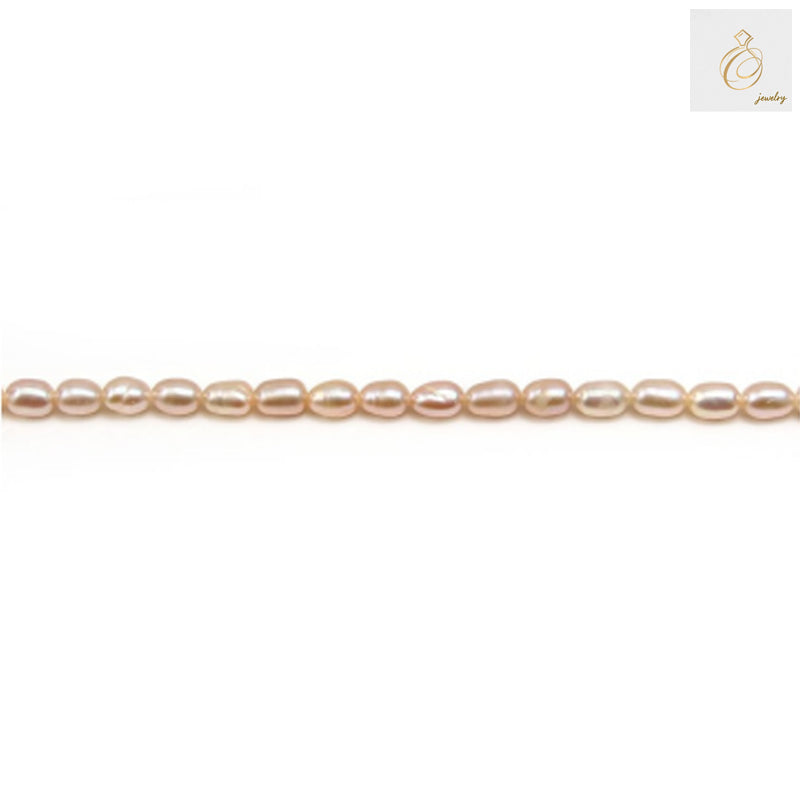 Champagne freshwater cultured pearl strand with oval 3.5-4mm pearls, 39-40cm length
