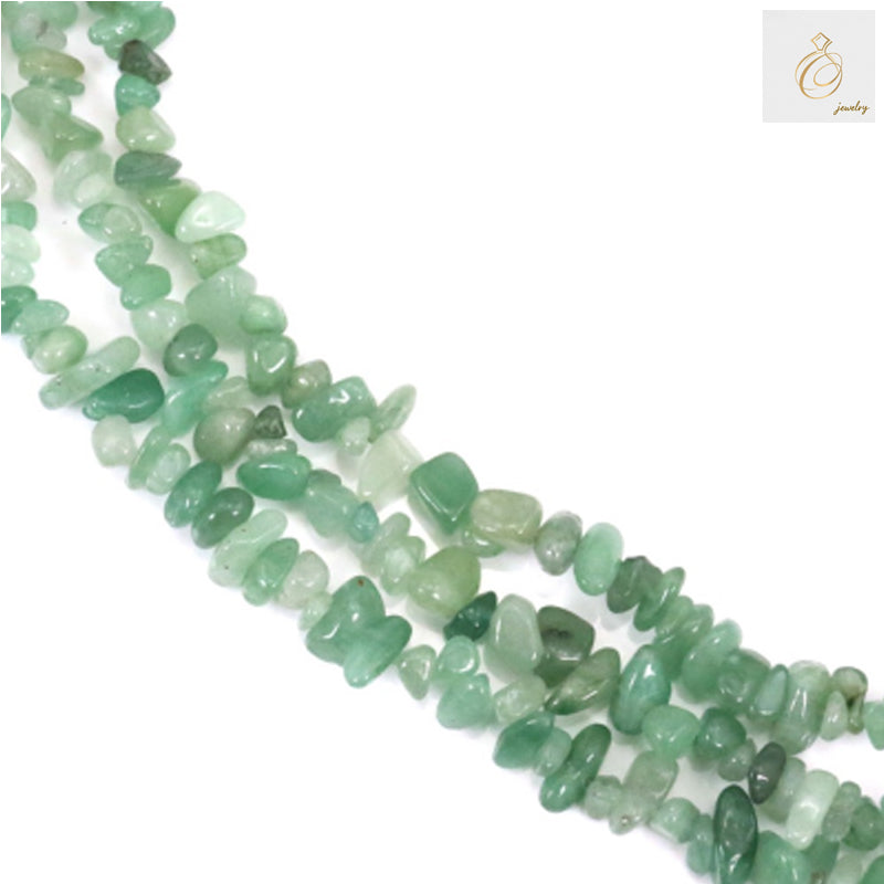 Green aventurine chip beads strand 78-80cm natural gemstone for jewelry making"
"Natural green aventurine chips on strand showing translucent green color and irregular chip shapes