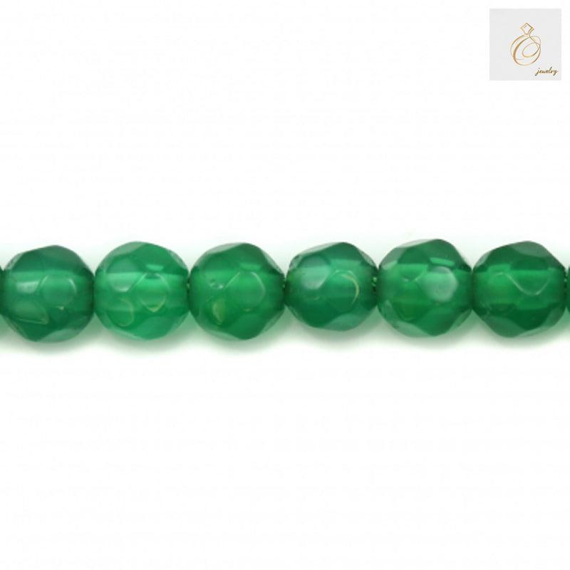 Strand of green agate round beads, 4mm diameter, jewelry supplies