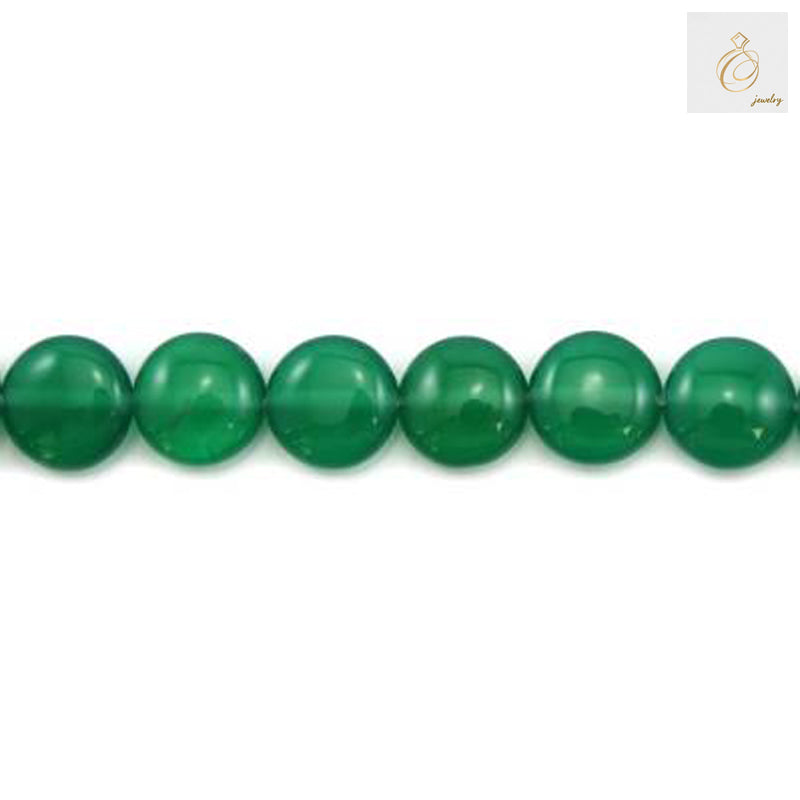 Green agate beads strand 39-40cm length, smooth polished finish