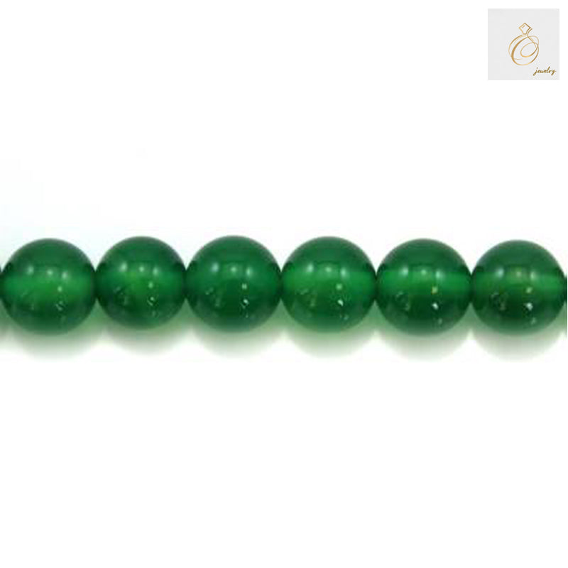 Natural green agate beads 8mm round polished gemstone strand"
"Green agate gemstone beads 8mm diameter on 15.5 inch strand