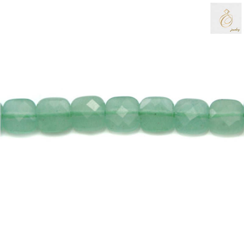 Aventurine verte carrée à facettes, taille 6 mm, fil de 39 à 40 cm