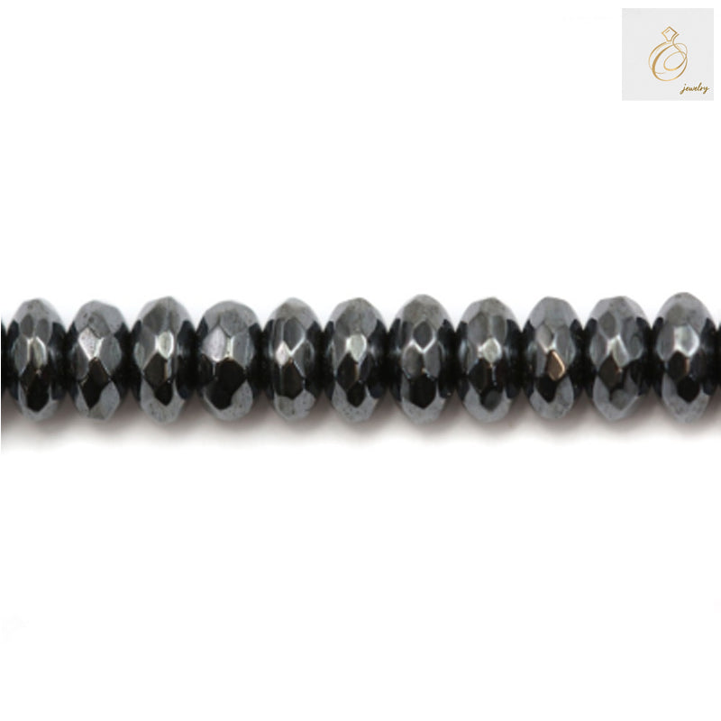 Natural hematite faceted abacus beads 2x4mm with metallic luster, perfect for jewelry making