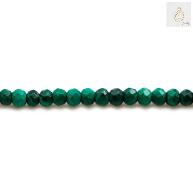 Natural malachite faceted abacus beads 2.5x3mm on 39cm strand
