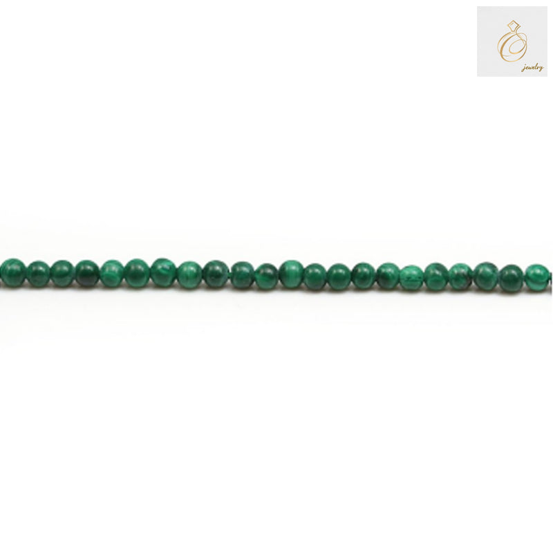 Natural malachite round beads 2mm on 39cm strand showing green patterns"
"Close-up of 2mm malachite gemstone beads with distinctive green swirls"
"Strand of natural malachite round beads for jewelry making