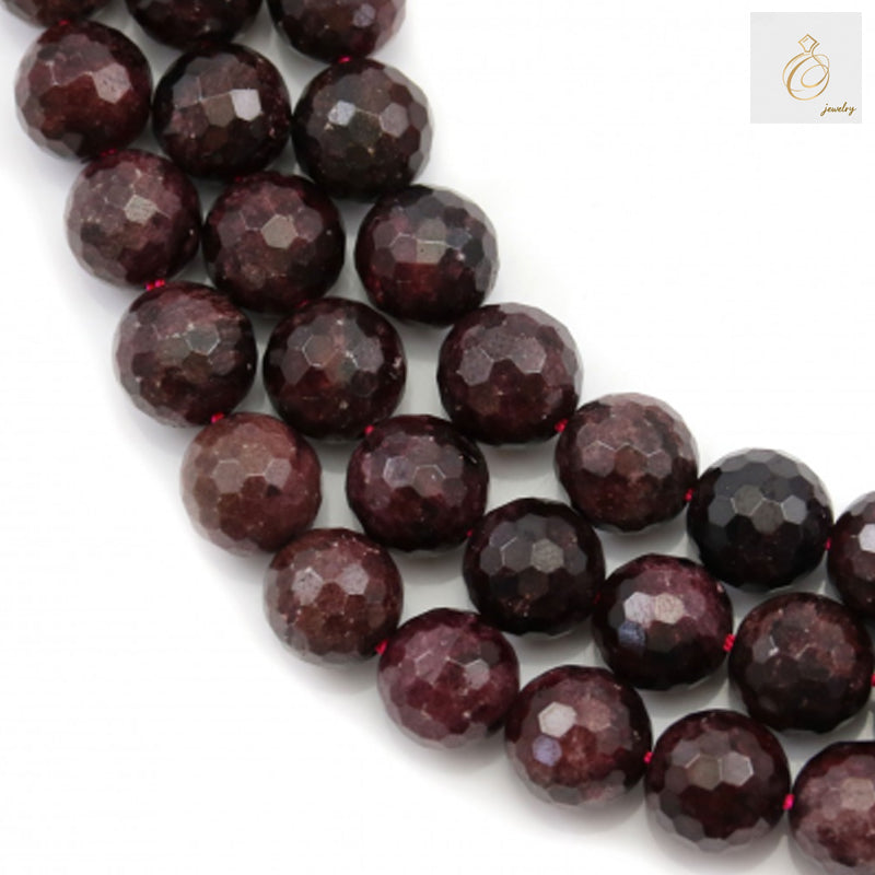 Natural garnet beads 8mm faceted round gemstones on white background"
"Red garnet gemstone beads strand showing sparkly faceted surface"
"Close-up of 8mm natural garnet beads with consistent round shape
