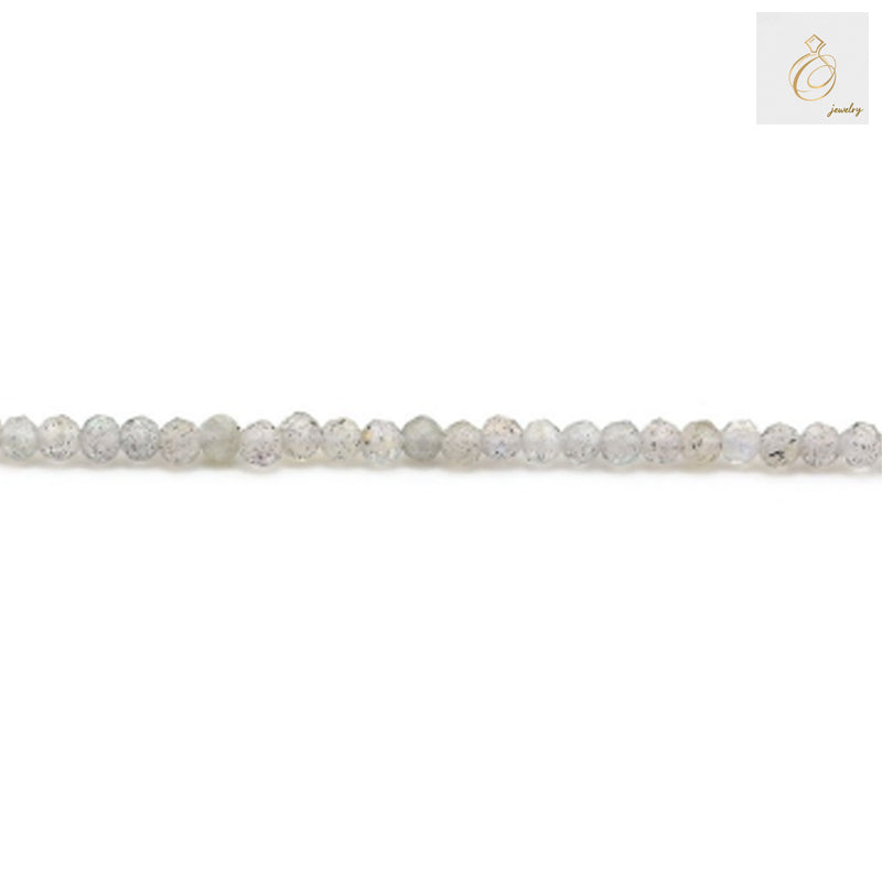 Natural labradorite beads strand with faceted round 2mm gemstones"
"Faceted labradorite beads 2mm round with flash and natural color variations"
"Premium natural labradorite gemstone beads for jewelry making crafts"
"Close-up of natural labradorite beads showing faceted surface and natural flash