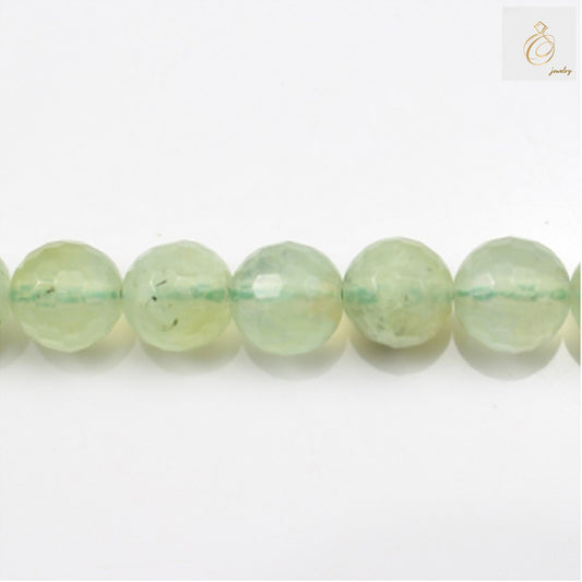 Natural prehnite gemstone beads 10mm faceted round strand