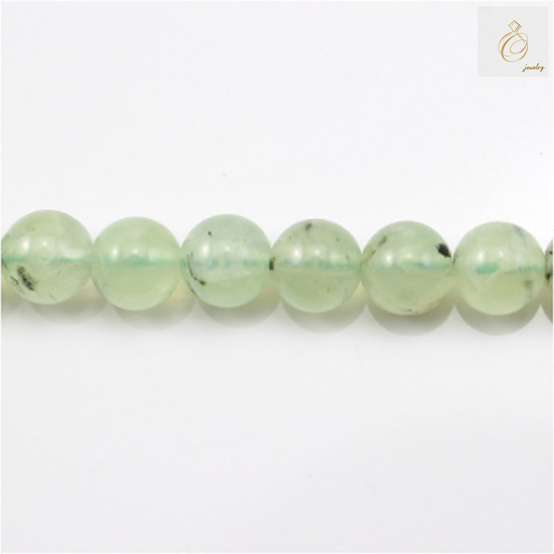 Natural prehnite beads strand, 4mm round green gemstone beads for jewelry making"