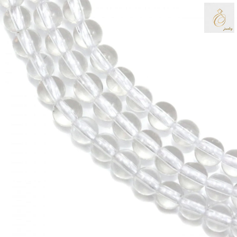 Natural rock crystal beads strand, 4mm round beads with 1mm holes, approximately 92 pieces for jewelry making