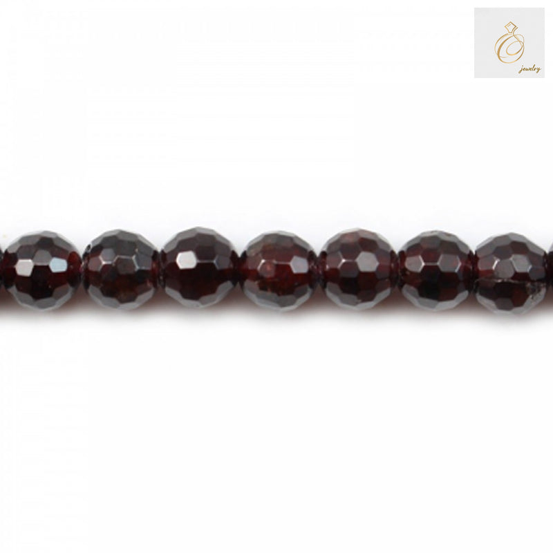 6mm natural garnet beads arranged in strand for jewelry making