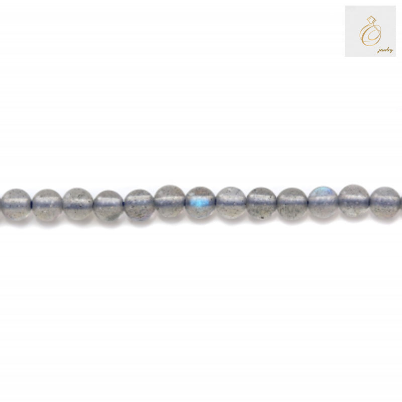 Round labradorite beads showing natural iridescence and color variations