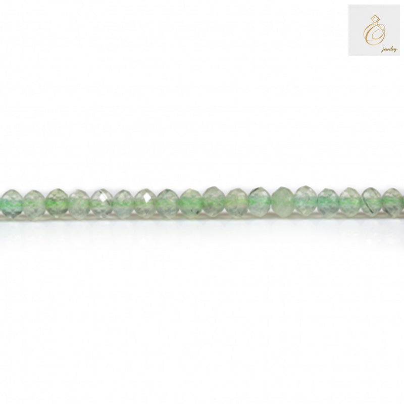 Natural prehnite faceted abacus beads 3x4mm green gemstone strand"
"Green prehnite beads with faceted cut for jewelry making"
"Natural gemstone beads - prehnite abacus shape 3x4mm