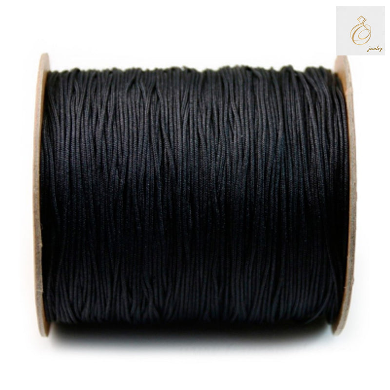 Black polyester thread spool 1mm diameter 250m length for sewing and craftsClose-up view of black polyester thread texture showing smooth 1mm diameter