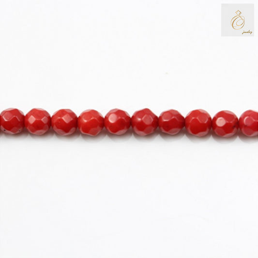Red sea bamboo faceted round beads, 2mm size, 39-40cm strand for jewelry making