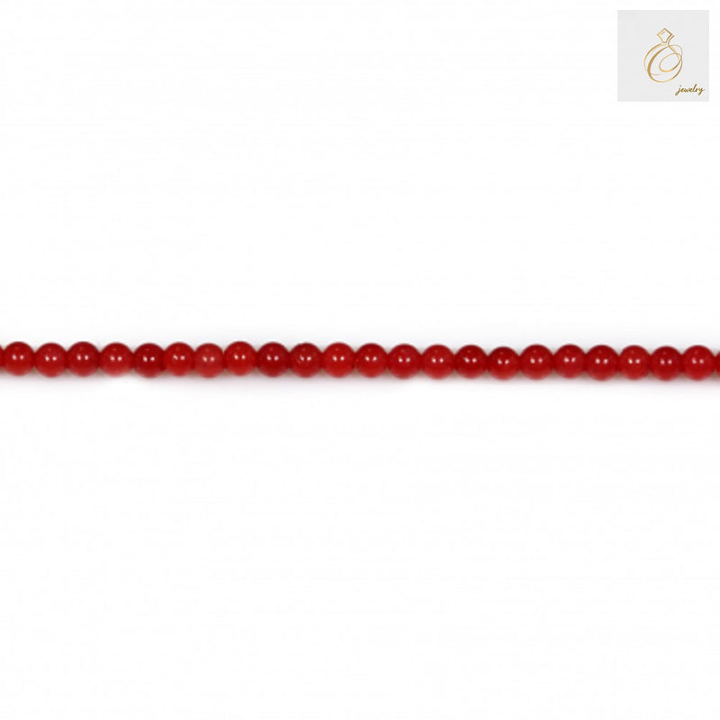 Red sea bamboo round beads 2mm diameter on 39-40cm strand"
"Natural red bamboo beads for jewelry making, 2mm round shape"
"Close-up of red sea bamboo round beads showing uniform 2mm size