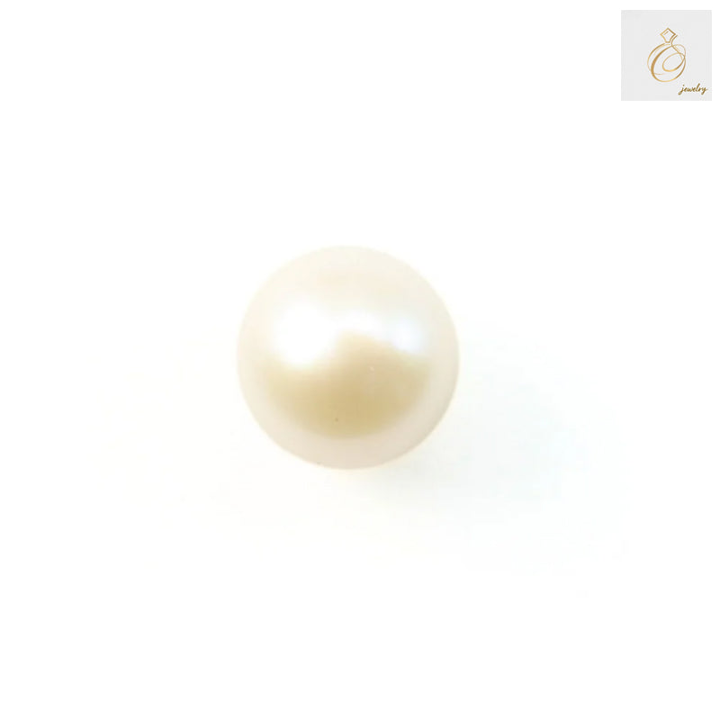 White freshwater cultured pearls, half-drilled round shape, 5.5-6mm diameter, jewelry making supplies, 2 pieces pack