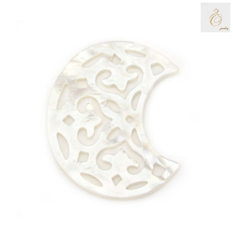 White mother-of-pearl shell moon bead 23x26mm for jewelry making