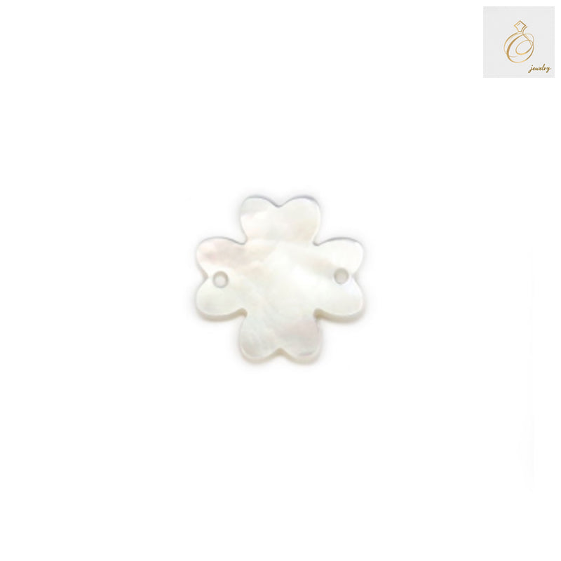 White mother-of-pearl shell clover charm connectors, 12mm diameter, jewelry making supplies