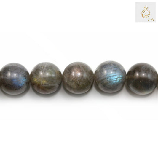 Natural labradorite beads strand 10mm round gemstone beads for jewelry making"
"Blue and green labradorite gemstone beads 10mm diameter with 1mm holes"
"Natural labradorite bead strand showing 40 round polished gemstone beads