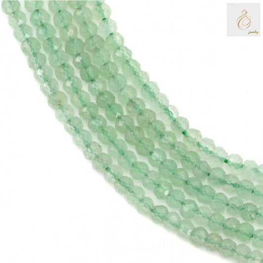 Green Aventurine faceted abacus beads 2x3mm on 39cm strand"
"Natural green aventurine gemstone beads with faceted finish