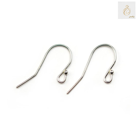 925 sterling silver ear hooks with decorative ball, 20x0.7mm size, pack of 10 pieces"
"Premium quality sterling silver ear hooks for jewelry making"
"Close-up view of 925 silver ear hooks with ball design
