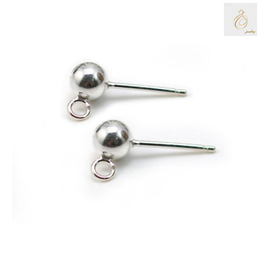 925 sterling silver ball stud earrings 5mm diameter, pack of 10 pairs, hypoallergenic jewelry findings