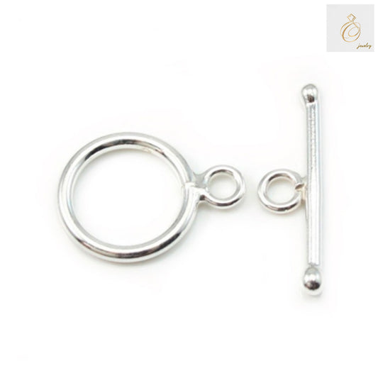 925 Sterling Silver Toggle Clasp 12mm - Professional jewelry making supplies showing polished silver clasp components, 2 pieces pack