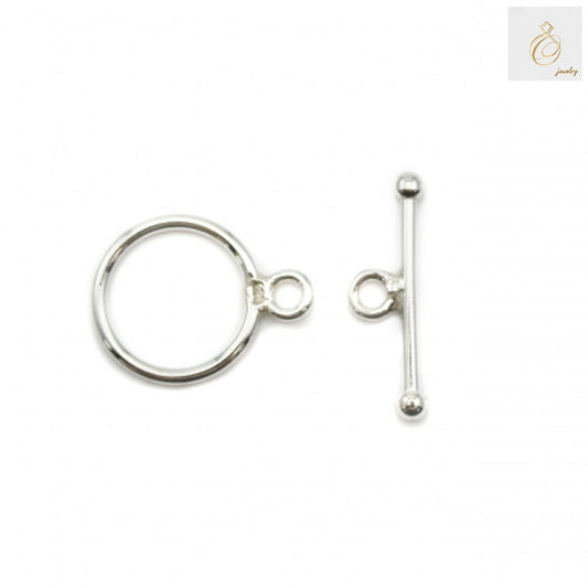 925 Sterling Silver Toggle Clasp - 13mm OT Style, Set of 2 Pieces for Jewelry Making