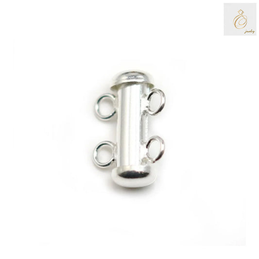 925 Sterling Silver Tube Clasp with 2-row design, 15mm length, professional jewelry finding component