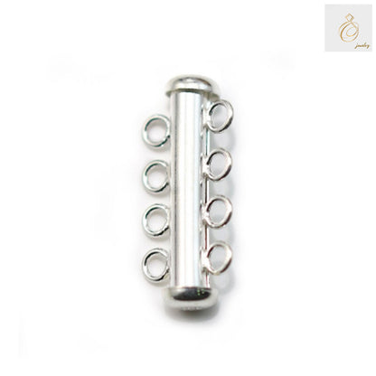 925 Sterling Silver 4-Row Tube Clasp 26mm - Professional jewelry finding for multi-strand necklaces and bracelets